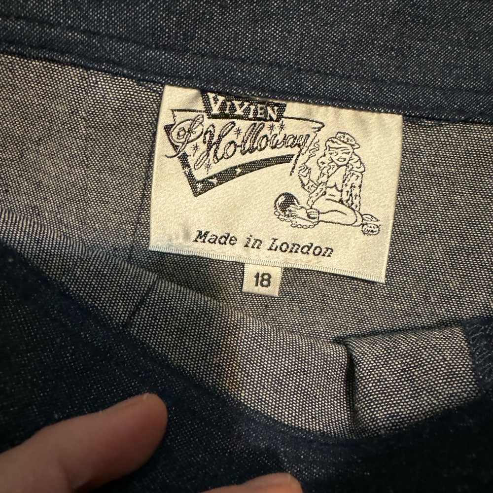Vivien of Holloway NEW 1940s style denim slacks - waist 32 (UK 18 see chart) - Picture 3 of 6